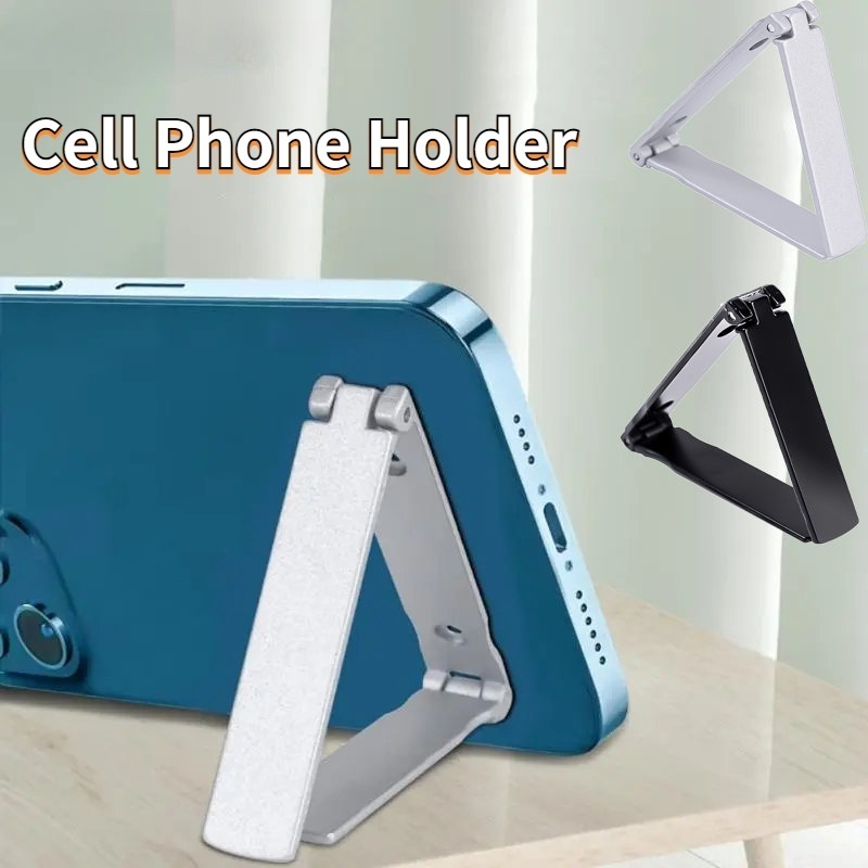 Giá Đỡ Điện Thoại Bằng Kim Loại Mỏng Nhẹ Có Nam Châm / Đen / Bạc Để Bàn Tiện Dụng