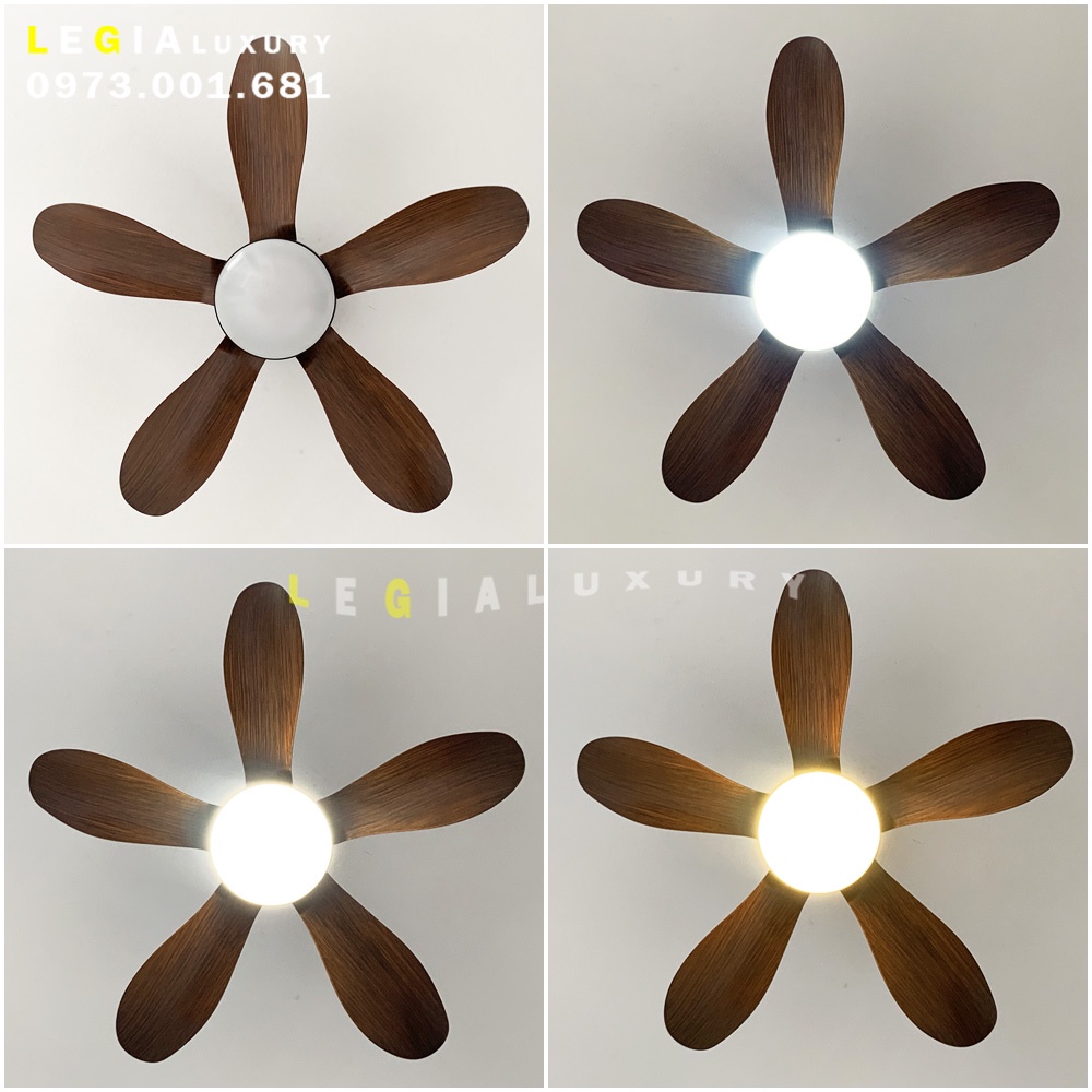 Quạt Trần Mini 5 Cánh LÊ GIA LGFAN650G - Chiều Cao 23cm - Sải Cánh 73cm - Bảo Hành 5 Năm