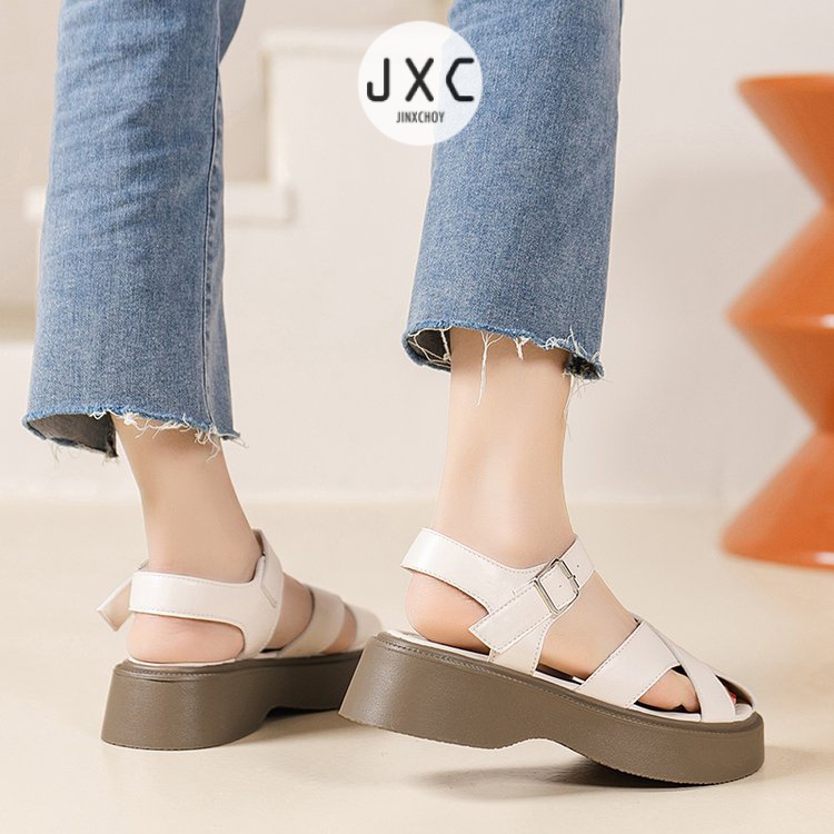 Giày sandal JINXCHOY hở ngón đế dày nhẹ nhàng thoải mái màu trơn phong cách Hàn Quốc mới thời trang cho nữ