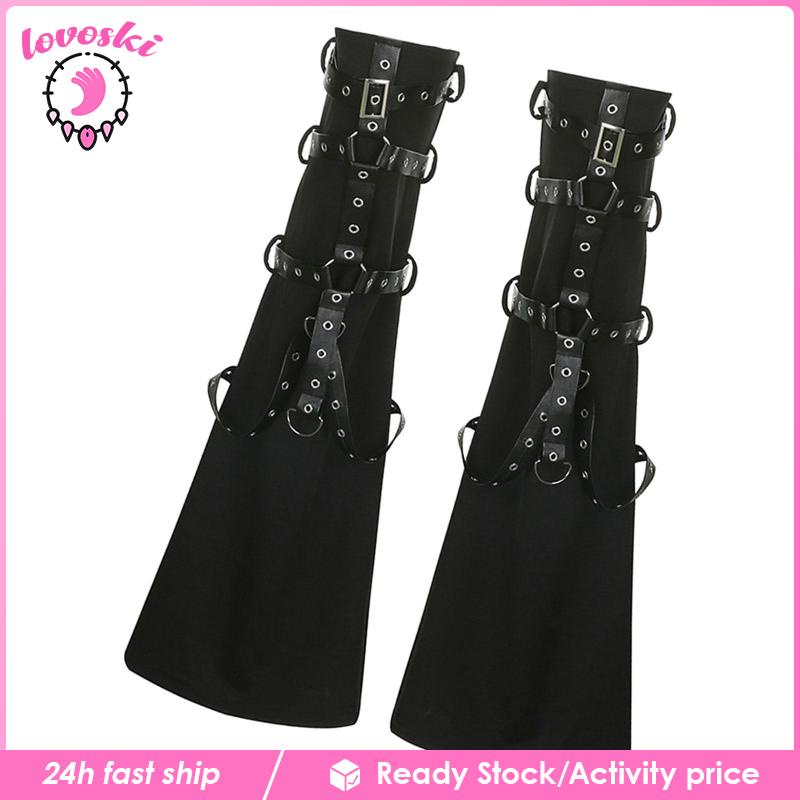 Găng Ống Chân Giữ Ấm Màu Đen Phong Cách Punk Gothic Cho Nữ