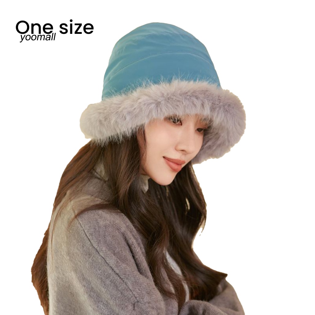 Mũ Trùm Đầu Mùa Đông Mềm Mại Phủ Lông Dày Dặn Màu Trơn Bảo Vệ Tai Chống Lạnh Trang Trí Cho Nữ