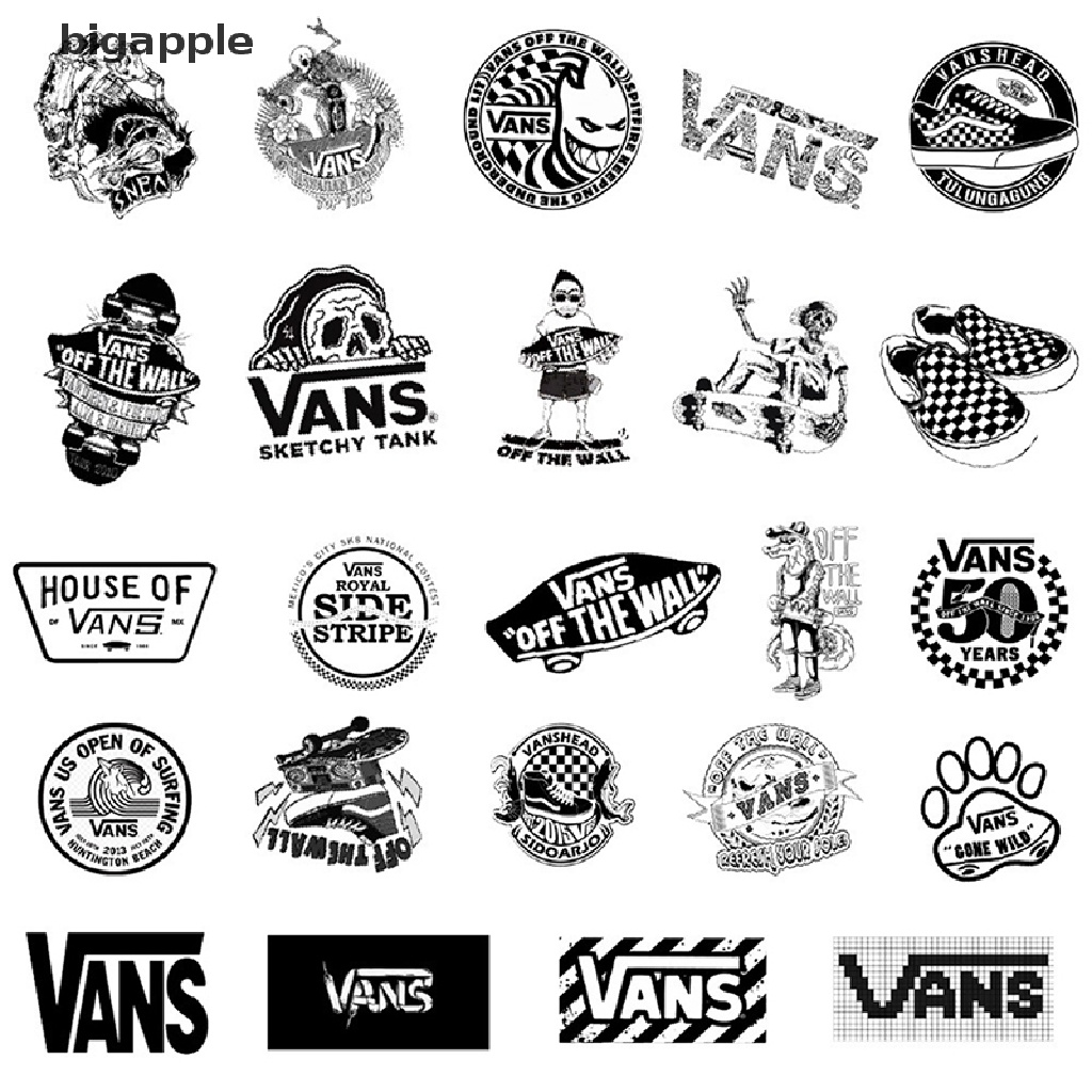 Set 50 Nhãn Dán Graffiti Trang Trí Va Li Kéo Họa Tiết Trắng Đen Cá Tính
