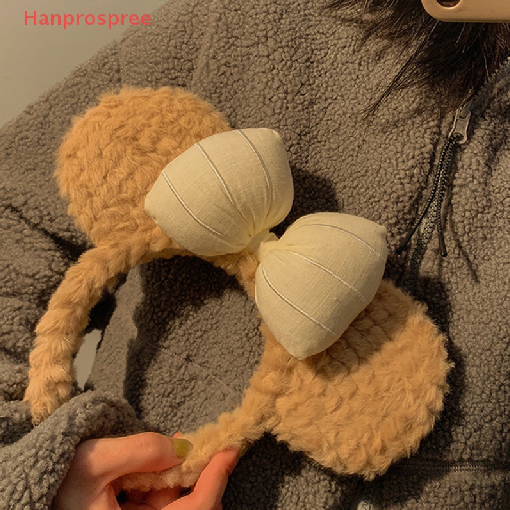 Băng Đô Cài Tóc Hình Tai Gấu Bằng Lông Nhung Đơn Giản Thời Trang Dành Cho Nữ