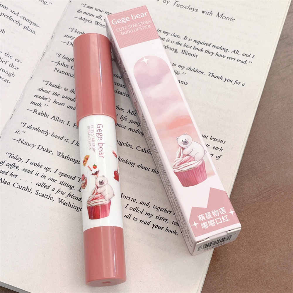 Mỹ phẩm Red Lip Tint Lipgloss Cute Bear Lip Liner Pencil Lips Makeup Lip Glaze Lipstick Pen 6 ColorGogo Bear Meng Xing Story Doodle Lipstick Dưỡng ẩm, Mỹ phẩm bán chạy cho cô gái