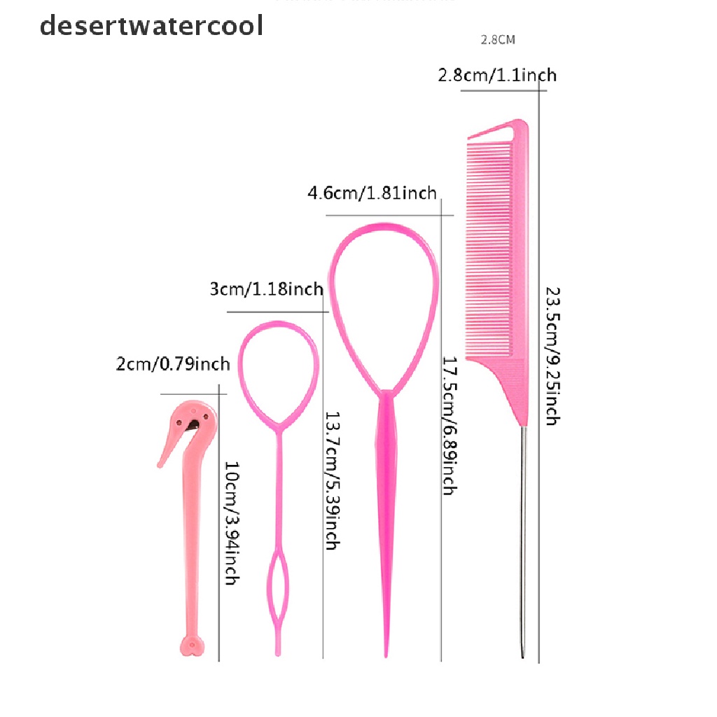 Set 4 Lược Bện Tóc Co Giãn Bằng Kim Loại Tiện Dụng