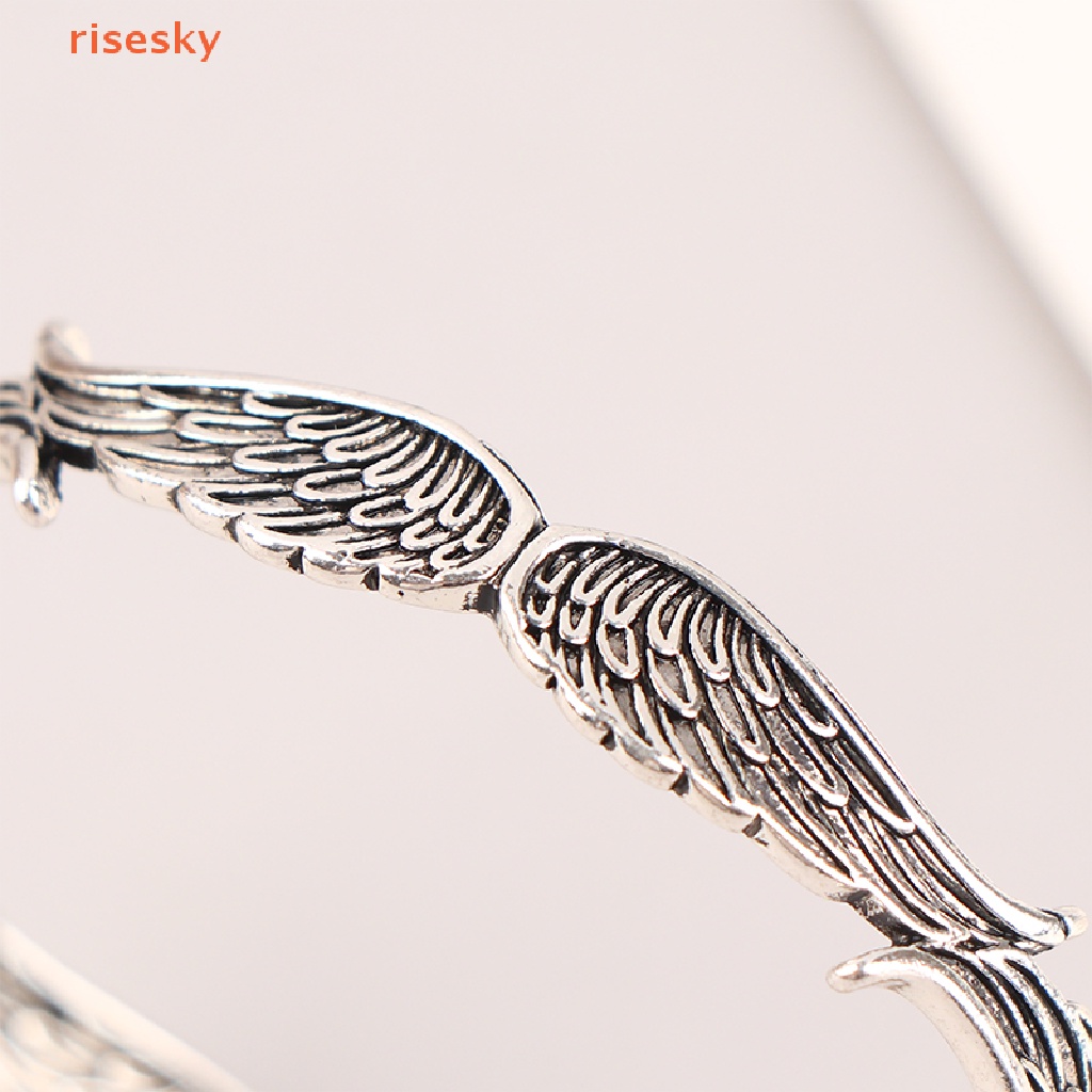 Vòng Tay Hở Hình Đôi Cánh Thiên Thần Bằng Kim Loại Phong Cách Retro Sáng Tạo Dành Cho Nam Nữ