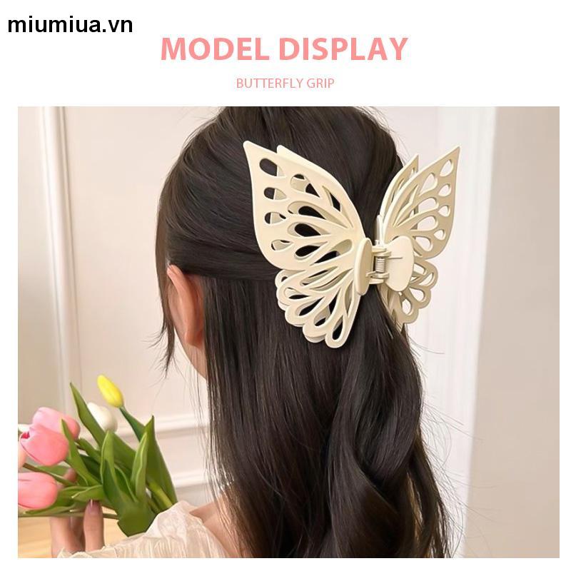 miumiuaKẹp tóc nữ hình bướm mờ Kẹp tóc đa năng hai lớp rỗng ruột