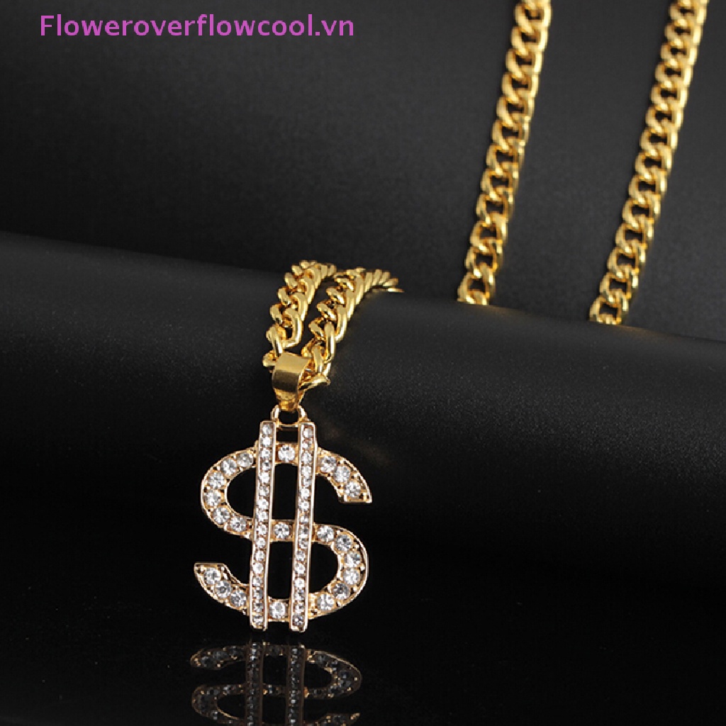 Vòng cổ Mạ VàNg HìNh Kí HiệU Dollar ĐíNh Đá ĐộC ĐáO