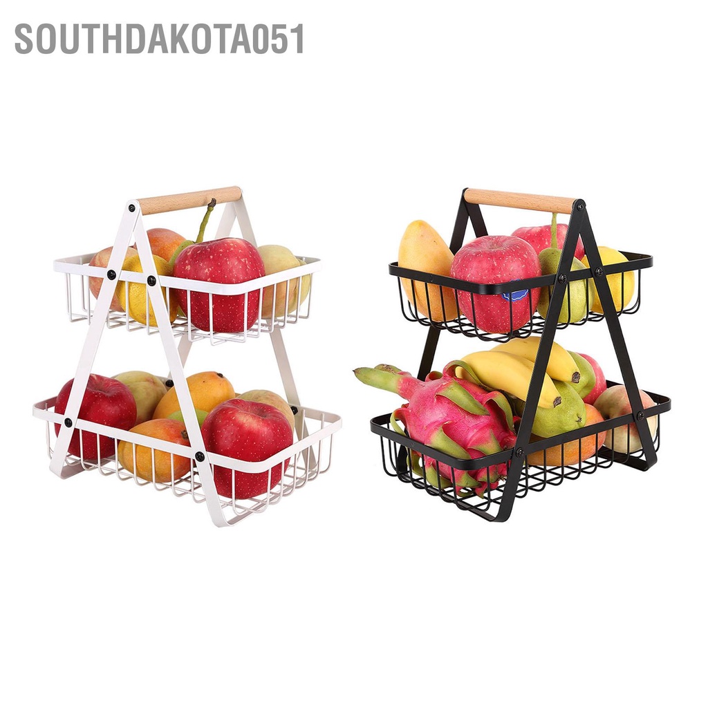 Southdakota051 Giỏ Trái Cây 2 Tầng Bằng Thép Carbon Di Động Có Thể Tháo Rời Giá Để Rau Củ Cho Bánh Mì Ăn Nhẹ Tại Nhà Và Sử Dụng Ngoài Trời
