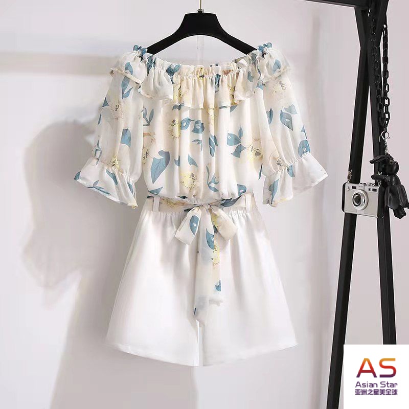 ★Ngôi Sao Châu Á Châu Á★Set Áo Thun Ngắn Tay + Quần Short Ôm Eo Thời Trang Mùa Hè Hàn Quốc Cho Nữ