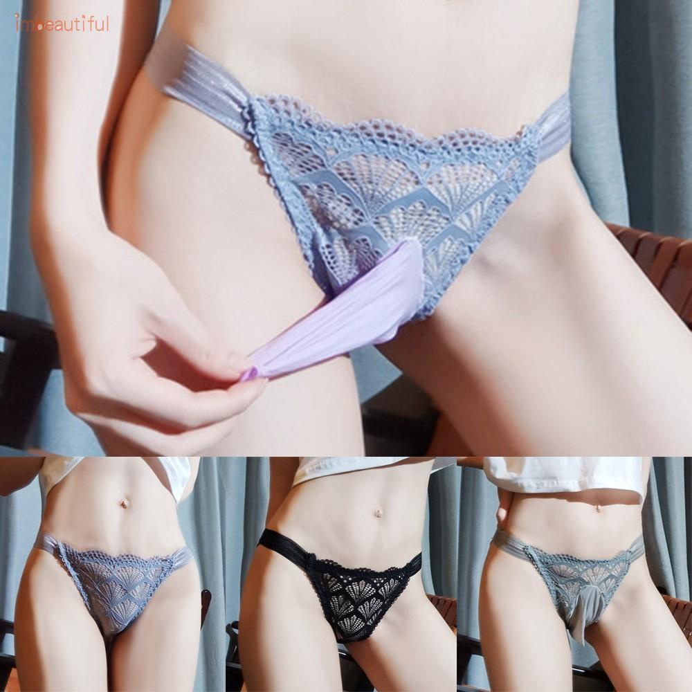 Underwear See-through Sexy Sheer Sissy Thongs Brief Lace Mens Brand New