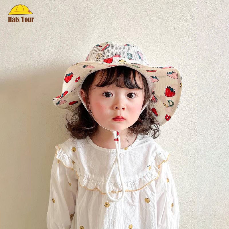 Nón Tai Bèo Phối Lưới Mỏng Chống Tia Uv Thời Trang Mùa Hè Xinh Xắn Cho Bé 1-8 Tuổi