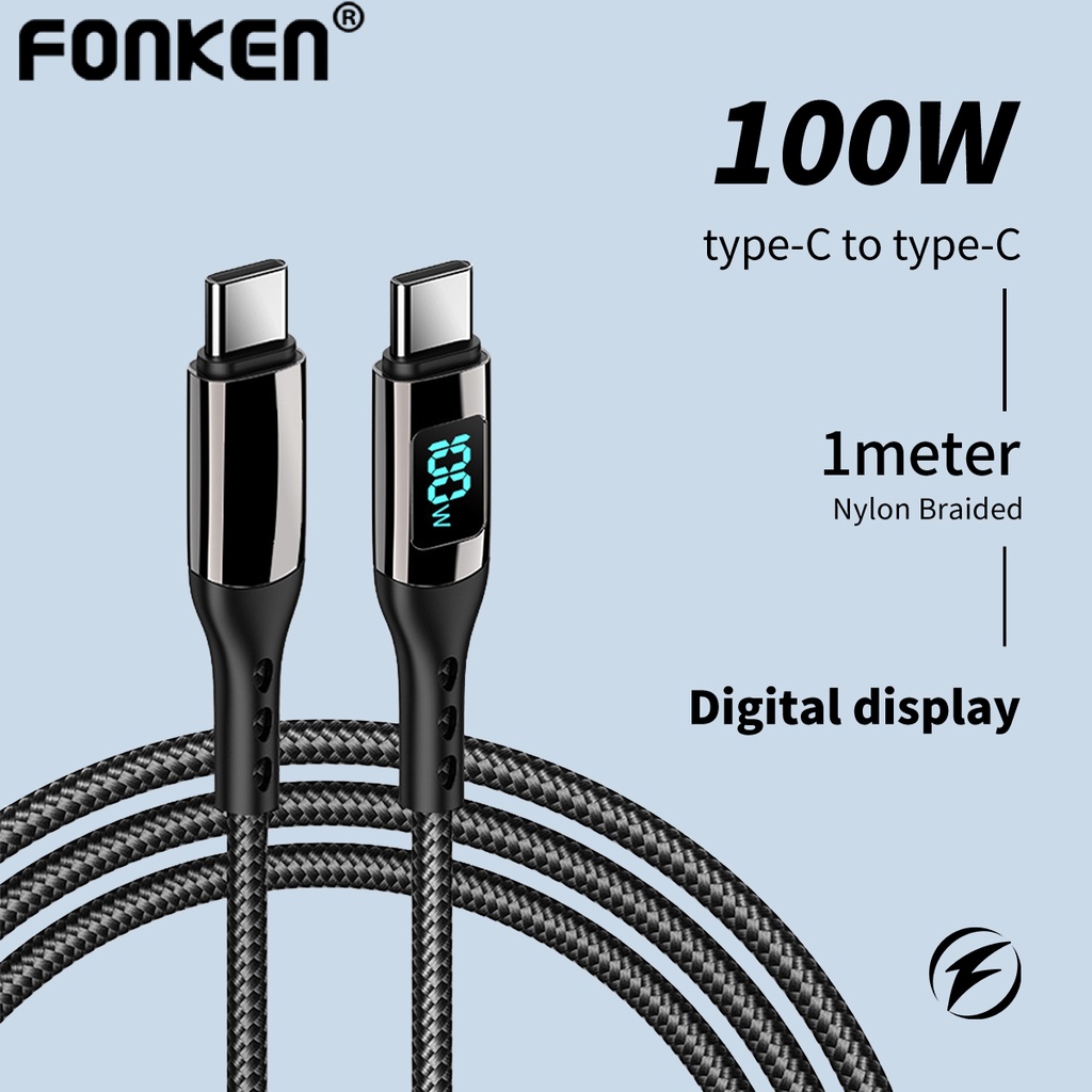 Cáp Sạc Nhanh Fonken PD 100W USB C Sang Type C 65W USB A Sang Type-C Cho Laptop