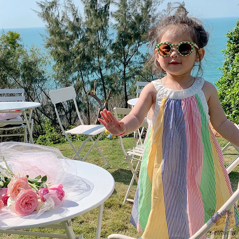 Đầm Sát Nách Kẻ Sọc Nhiều Màu Thời Trang Mùa Hè Hàn Quốc Cho Bé Gái