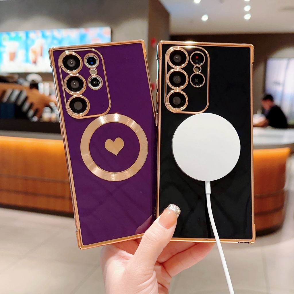 Ốp Điện Thoại Silicon Mạ Điện Hình Trái Tim Cho Samsung Galaxy S23 S22 Ultra Samsung S23 S22