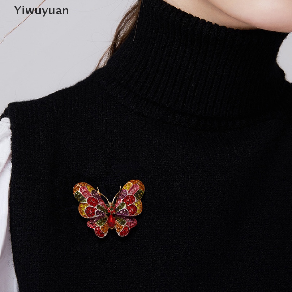 < Yiwuyuan > Ghim Cài Áo Hình Bướm Đính Đá Nhiều Màu Sắc Thời Trang Cho Văn Phòng Tiệc Tùng