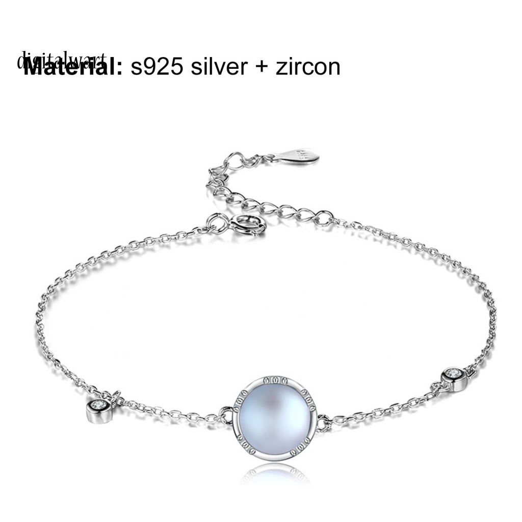 Kỹ Thuật Số| Vòng Tay Bạc Đính Đá Zirconia Màu Xanh Dương Khóa Tôm Hùm Có Thể Điều Chỉnh Thời Trang Cho Nữ