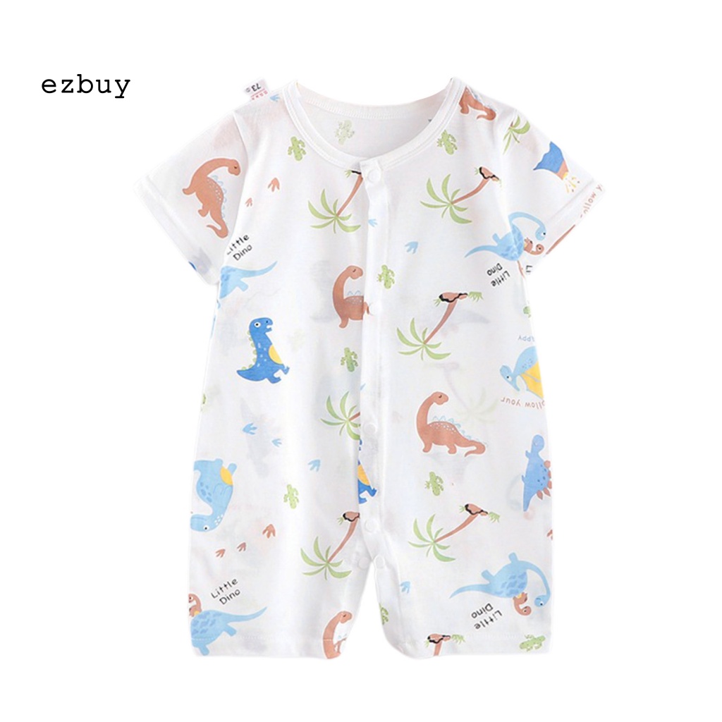 [EY] Bộ Áo Liền Quần Ngắn Tay Cài Khuy Mềm Mại Trung Tính Thời Trang Mùa Hè Cho Bé Sơ Sinh