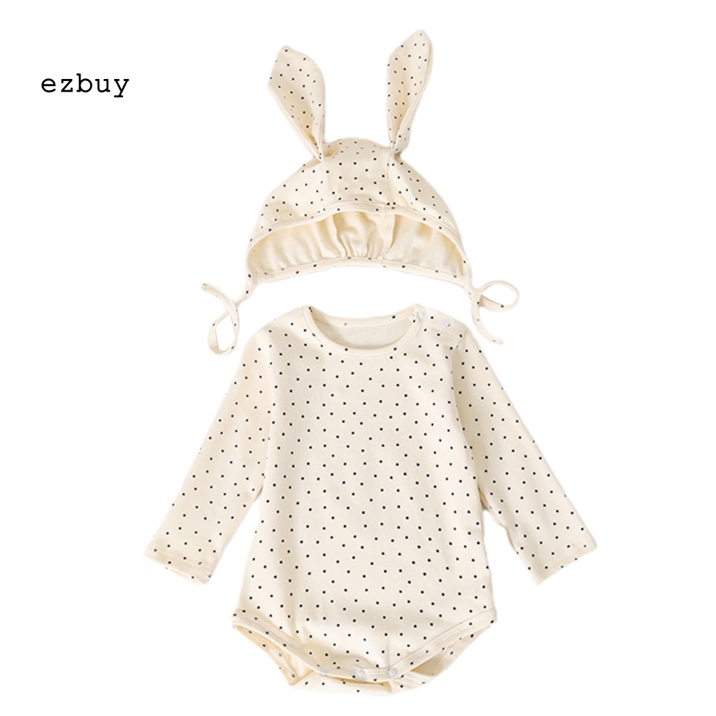 [EY] Bộ Áo Liền Quần Bằng Cotton Tai Thỏ Ngôi Sao Trung Tính Thời Trang Mùa Thu Cho Bé Sơ Sinh