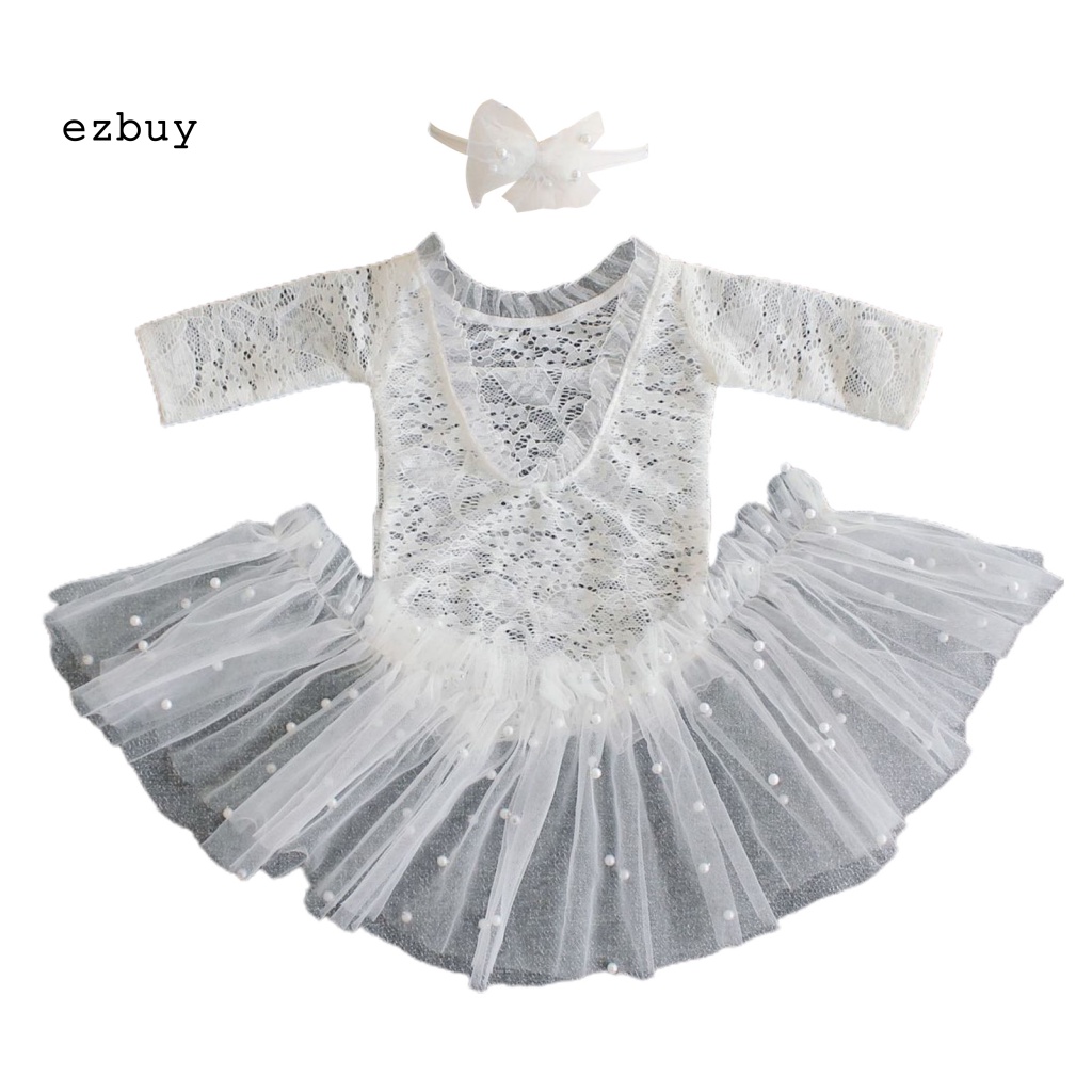 1 Bộ Trang Phục Vải Cotton Phối Ren Thanh Lịch Dùng Chụp Ảnh Cho Bé Sơ Sinh