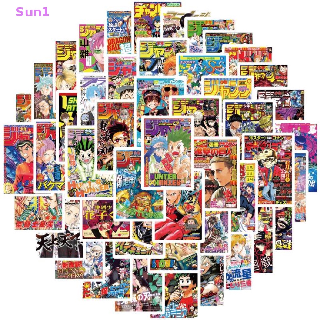 Set 50 Tấm Áp Phích Dán Trang Trí Điện Thoại Laptop Hành Lý Hình Hoạt Hình Đáng Yêu