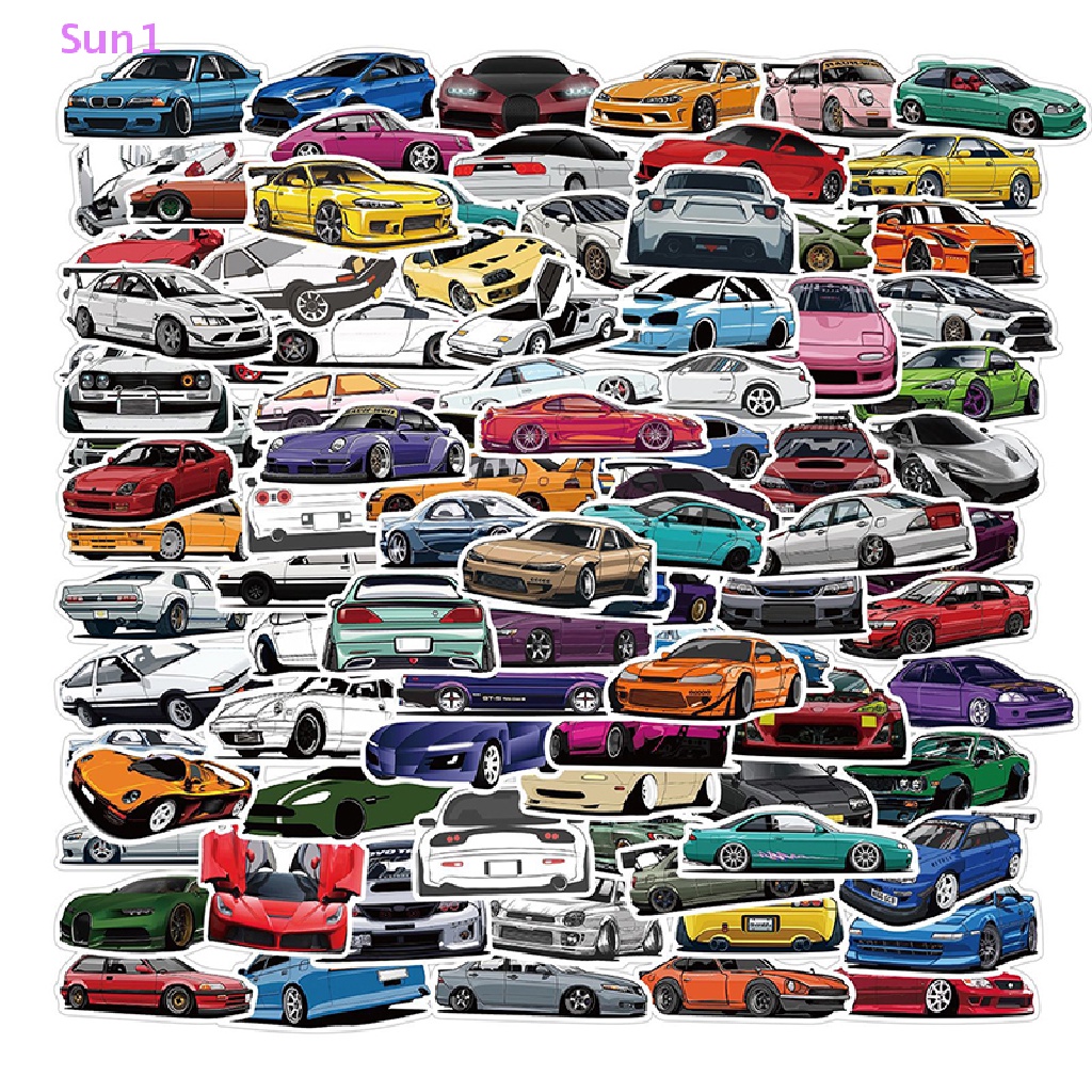 Bộ 100 Sticker Graffiti Sun1 > > 100 Miếng Dán Trang Trí Xe Đua / Va Li Phong Cách Retro