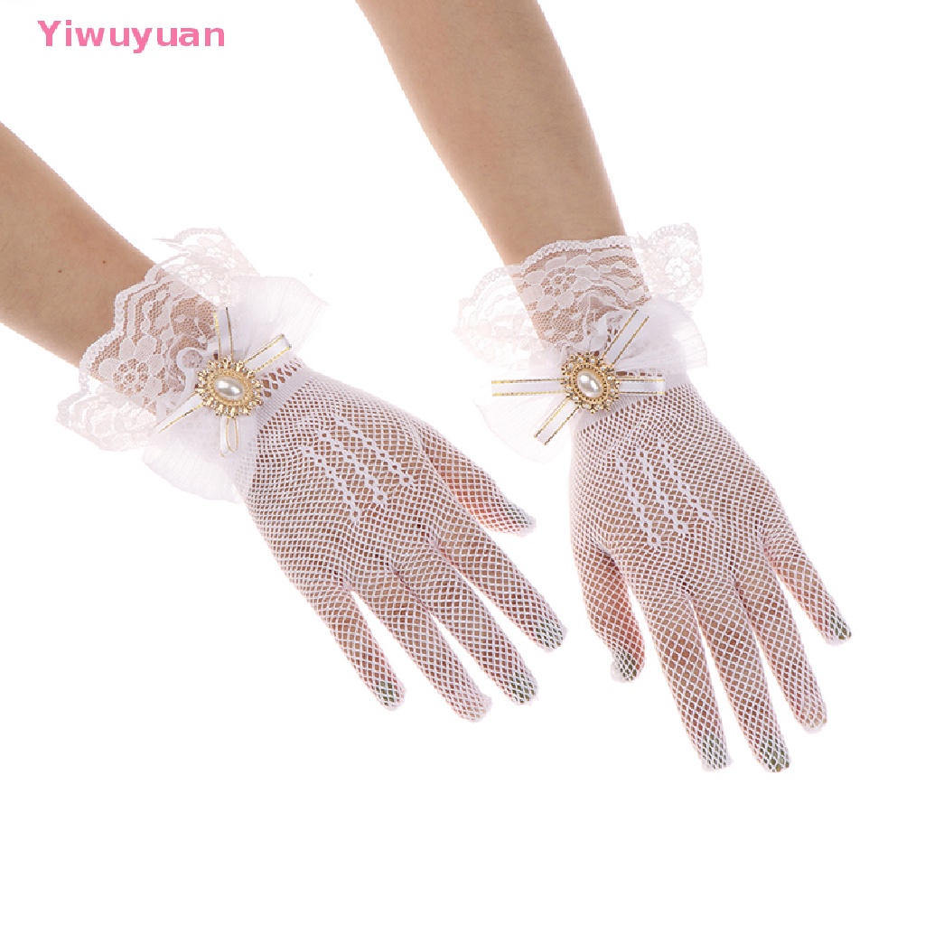 &lt; Yiwuyuan &gt; Găng Tay Ren Lưới Đính Nơ Phong Cách Lolita Mới Cho Bé Gái