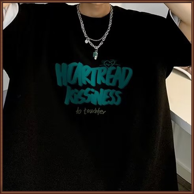 Áo Thun Tay Ngắn Cổ Tròn Dáng Rộng In Chữ Thời Trang Mùa Hè Cho Nam