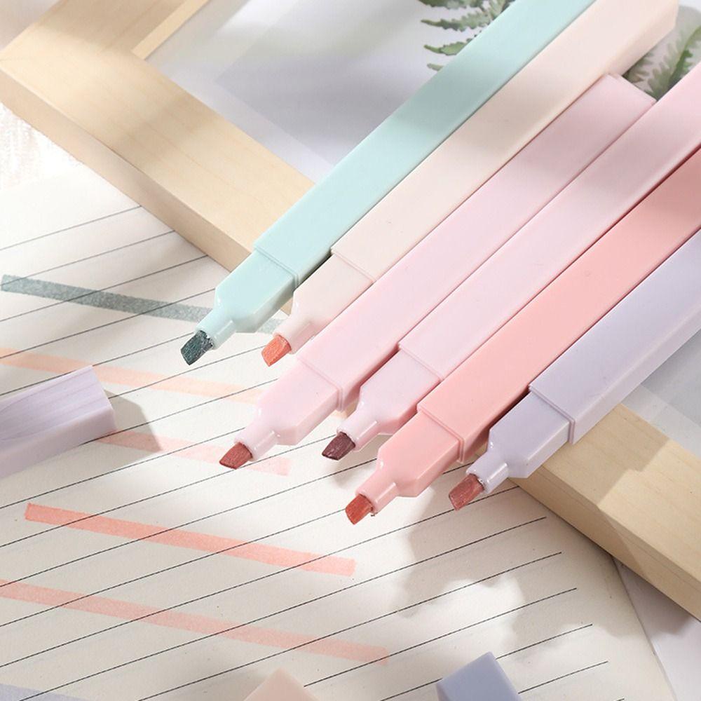 CHOOKEY Set 6 Bút Đánh Dấu Đầu Mềm Màu Pastel Xinh Xắn