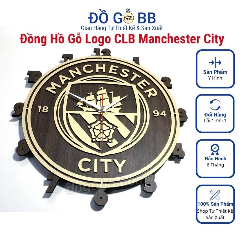 Đồng hồ tranh logo MANCHESTER CITY MAN CITY treo tường decor bóng đá gỗ quà tặng sinh nhật nam bạn trai chồng