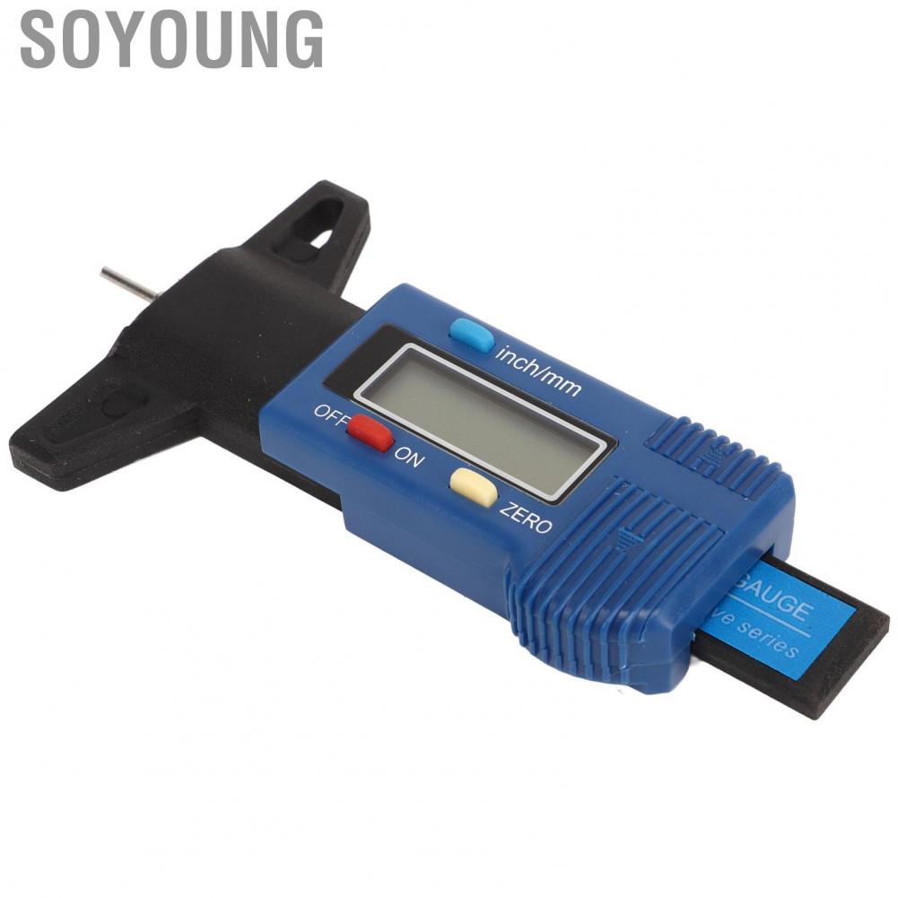 Soyoung Car Tyre Tread Depth Gauge  0-25.4mm Portable Solid Structure 1.55V Universal Fitment Digital Tire Tool for Truck