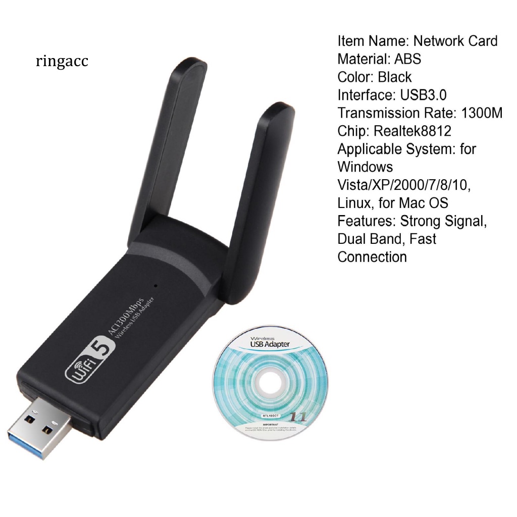 Thẻ Mạng WiFi 1300M 5G USB 3.0 Hiệu Quả Cao