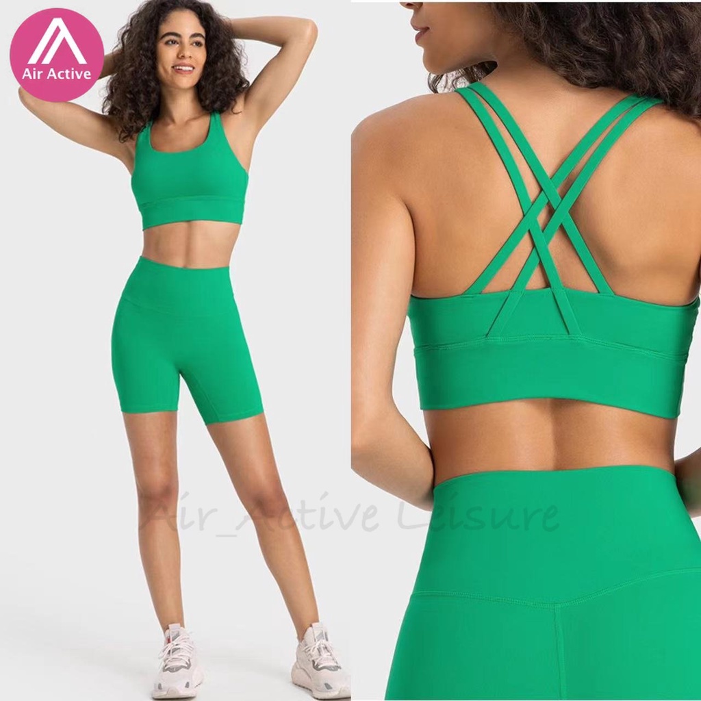 Set Đồ Thể Thao Ngắn Lưng Cao Co Giãn Thời Trang Tập Yoga / Chạy Bộ