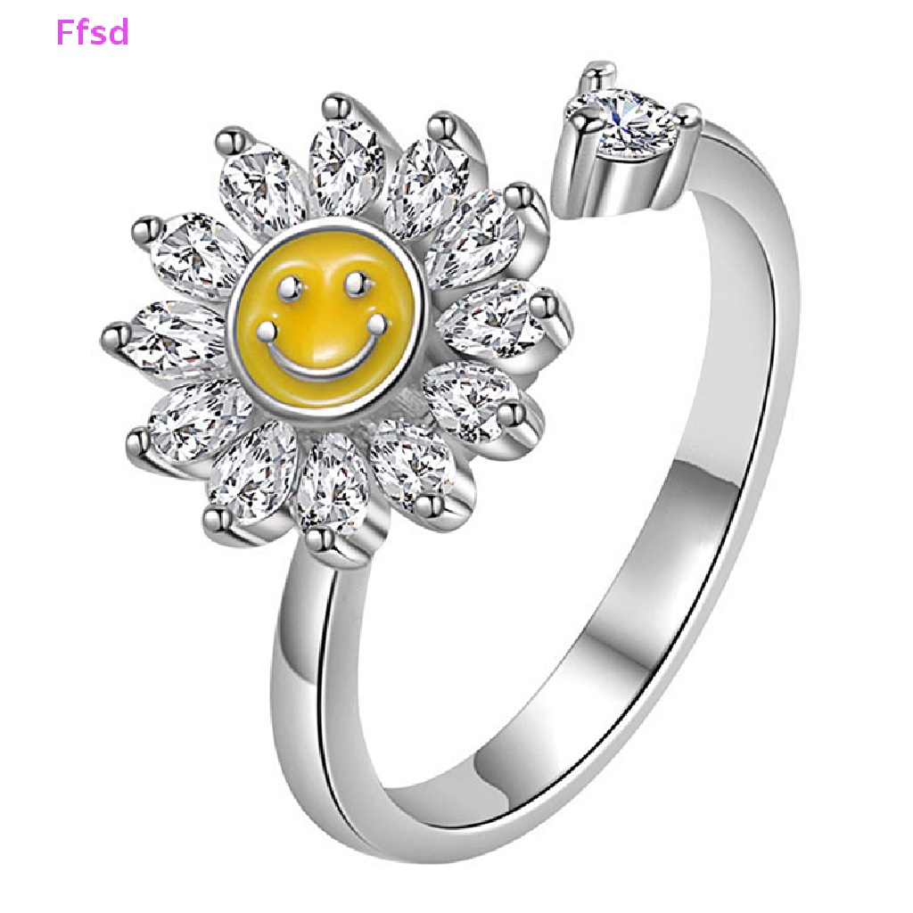 {Ffsd} Nhẫn Hở Hình Mặt Cười Có Thể Điều Chỉnh Thời Trang Cho Nữ