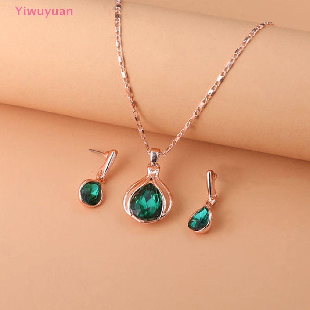 < Yiwuyuan > Bộ Vòng cổ Và Bông Tai Hình Học Giọt Nước Màu Xanh Dương Zhihai Sáng Tạo Phong Cách Âu Mỹ Thích Hợp Làm Quà Tặng Đám Cưới