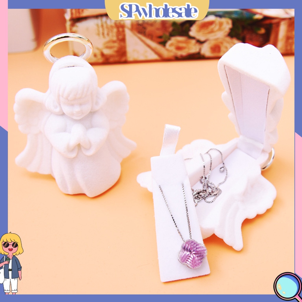 <SPwholesale> Hộp Đựng Trang Sức Hình Thiên Thần Màu Trắng Nhỏ Gọn Mịn Mượt Chống Bụi Dễ Mang Theo Cho Nữ