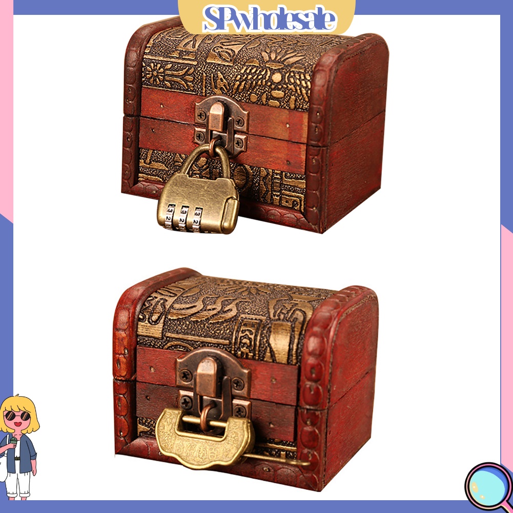 <SPwholesale> Hộp Đựng Trang Sức Khắc Họa Tiết Cổ Điển Có Khóa