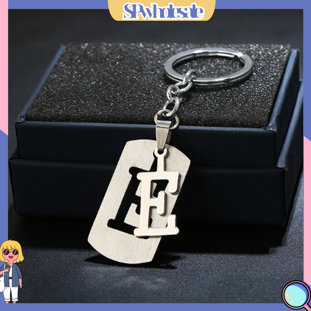 <SPwholesale> Móc Chìa Khóa Dạng Ví Bề Mặt Mịn Bằng Thép Không Gỉ Có Thể Tái Sử Dụng Đa Năng In Chữ Cái A-Z Cho Nam Và Nữ