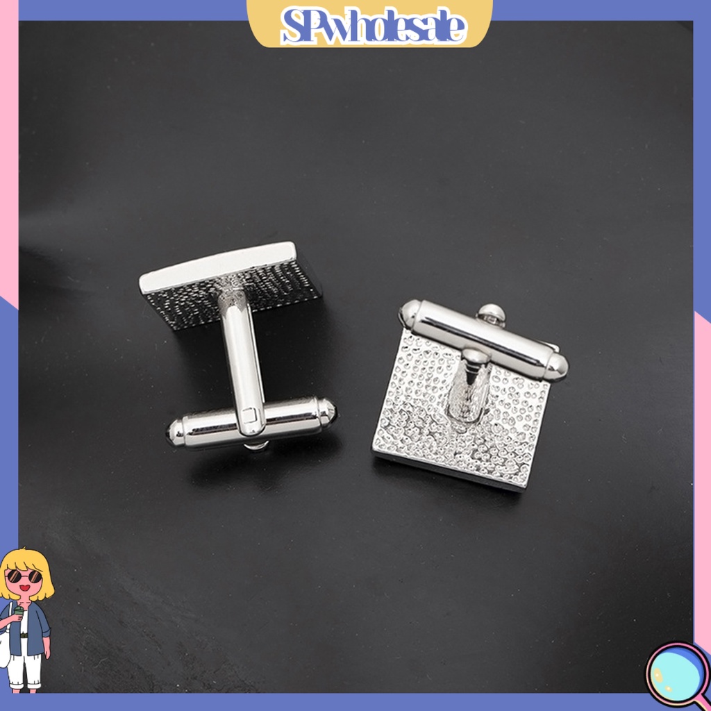 &lt;SPwholesale&gt; Phụ Kiện Khuy Măng Sét Bằng Hợp Kim Tráng Men Đen Hình Vuông Kiểu Pháp Trang Trí Cho