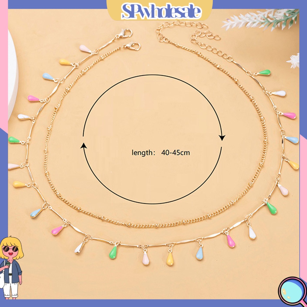 <SPwholesale> Set 2 Vòng cổ Hình Giọt Nước Nhiều Màu Sắc Giàu Có Kẹp Hình Dạng Tôm Hùm Trang Trí Di Động Dễ Phối Đồ Cho Nữ