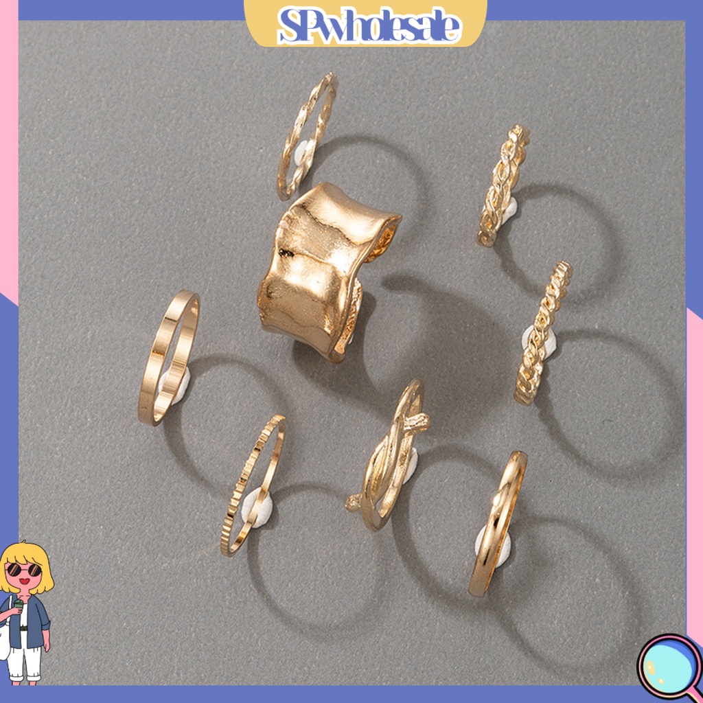 <SPwholesale> Bộ 8 Nhẫn Hợp Kim Kiểu Dáng Đơn Giản Thời Trang