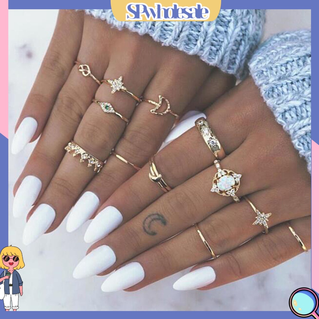 <SPwholesale> Set 13 Nhẫn Đeo Khớp Ngón Tay Nhiều Kiểu Thời Trang Cho Nữ