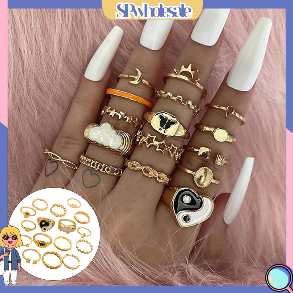 <SPwholesale> Set 16 Nhẫn Đeo Khớp Ngón Tay Nhiều Kiểu Dáng Tinh Tế Cho Nữ