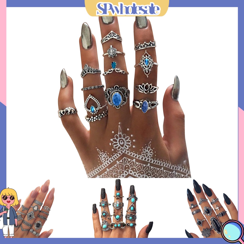 <SPwholesale> Set 11 / 13 / 15 Nhẫn Đeo Khớp Ngón Tay Phong Cách Bohemian