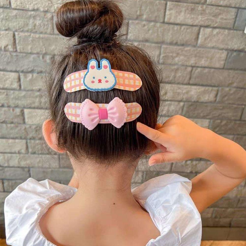 Kẹp Tóc Vải Đính Nơ Họa Tiết Hoạt Hình Gấu / Thỏ Dễ Thương Cho Bé Gái