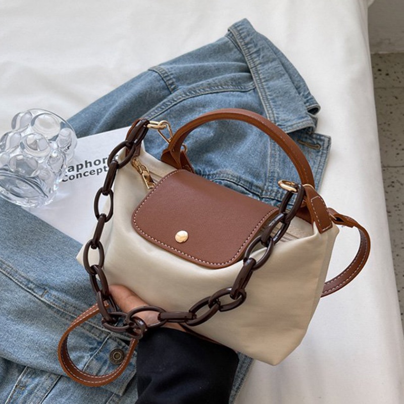 Túi Đeo Vai Bằng nylon Màu Sắc Tương Phản Phong Cách Pháp Cổ Điển Thời Trang Cho Nữ