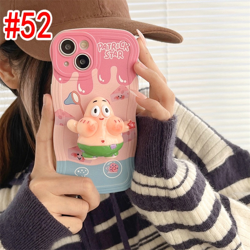 VIVO V27 V27E Y36 Y22 Y22S Y35 4G Y21 Y33S Y21S Y21T Y33T Y21A Y20 Y20i Y20S Y12A Y12S 2021 Y75 5G Y76 Y16 Y15S Y15A Y01 Y50 Y30 Y17 Y12 Y15 2020 Y3S Y19 Y95 Y93 Y91 Y91i Y91C V23 V25 V25E V23E Cute Cartoon Spongebob Patrick Star Phone Case + Stand BW 51