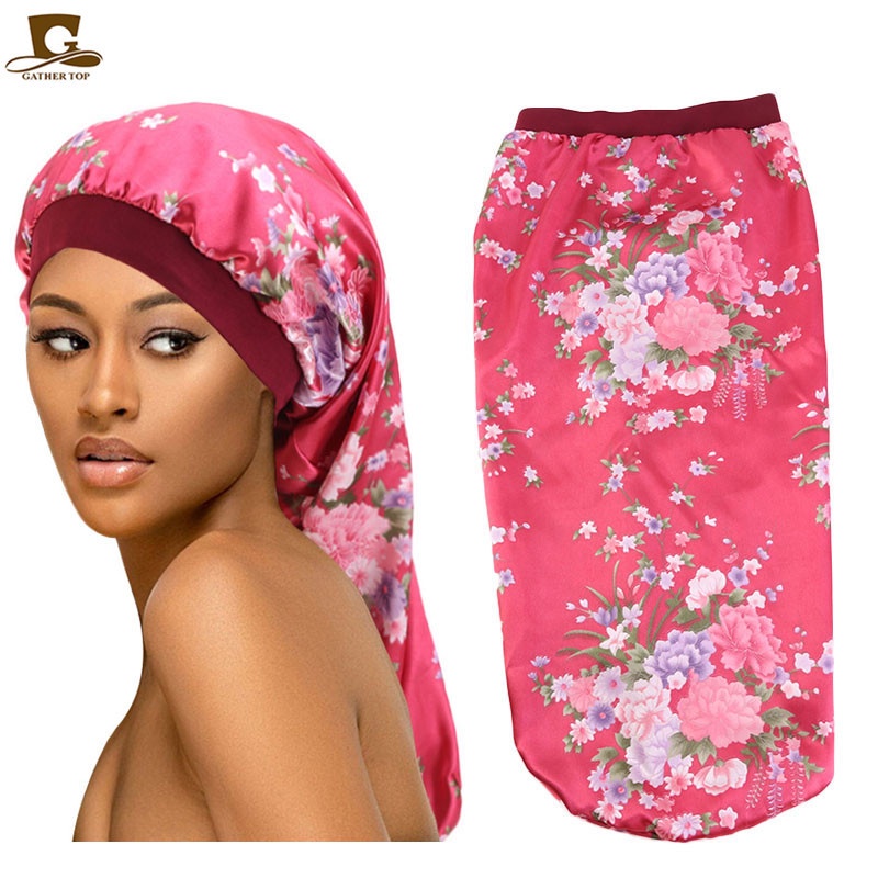 Mũ Trùm Tóc Bằng Lụa Co Giãn In Họa Tiết Mới
