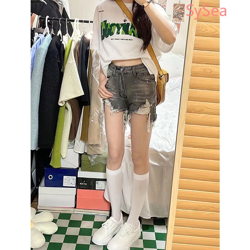 Quần Short Denim Lưng Cao Thời Trang Mùa Hè Hàn Quốc Dành Cho Nữ