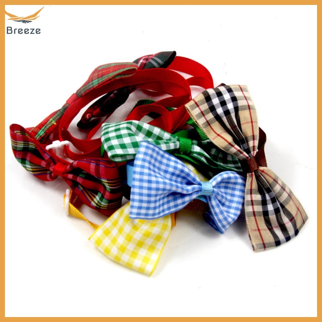 Vòng Cổ Thắt Nơ Họa Tiết Sọc Caro Có Thể Điều Chỉnh Dành Cho Thú Cưng